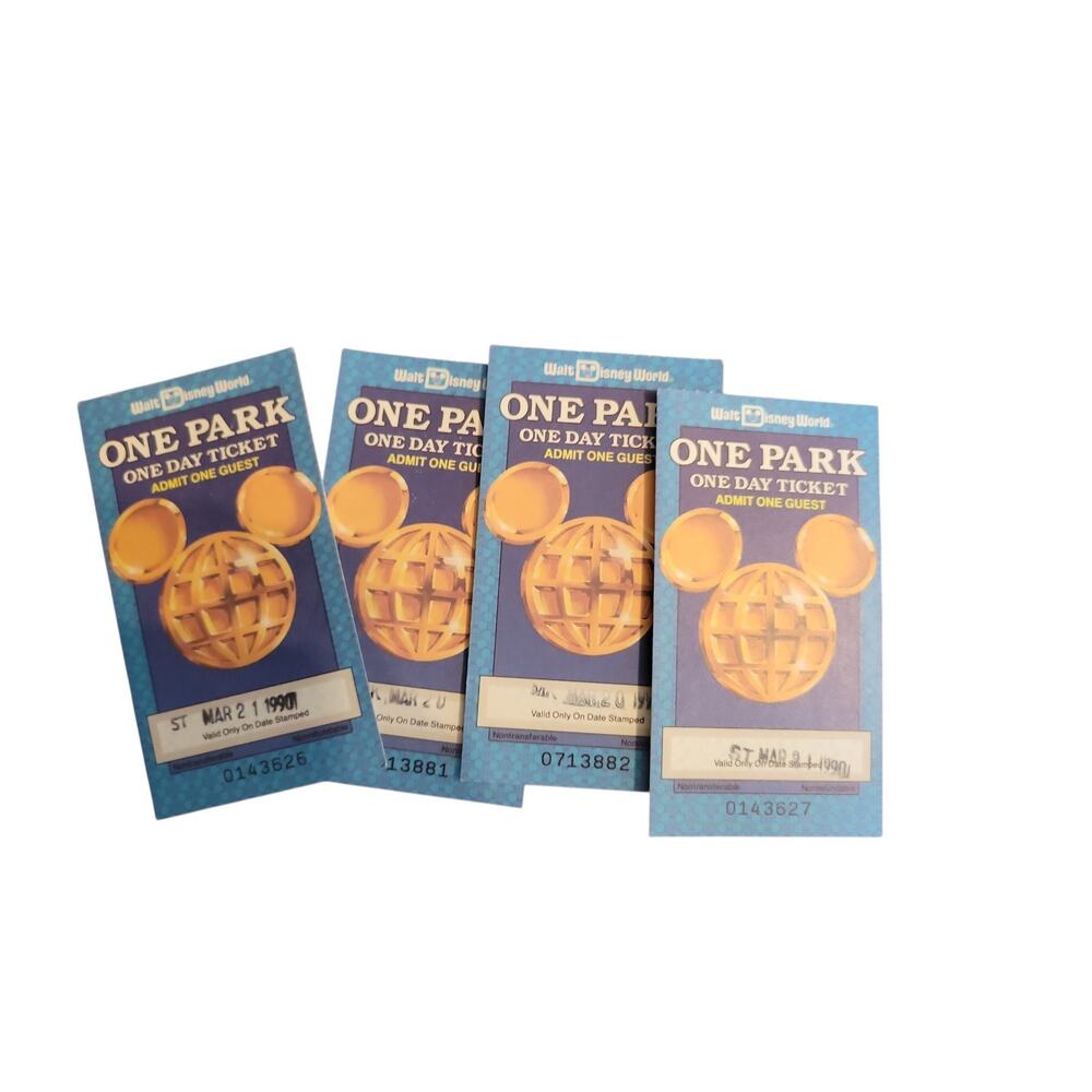Vintage 1990 Walt Disney World Tickets One Day Ticket EUC
